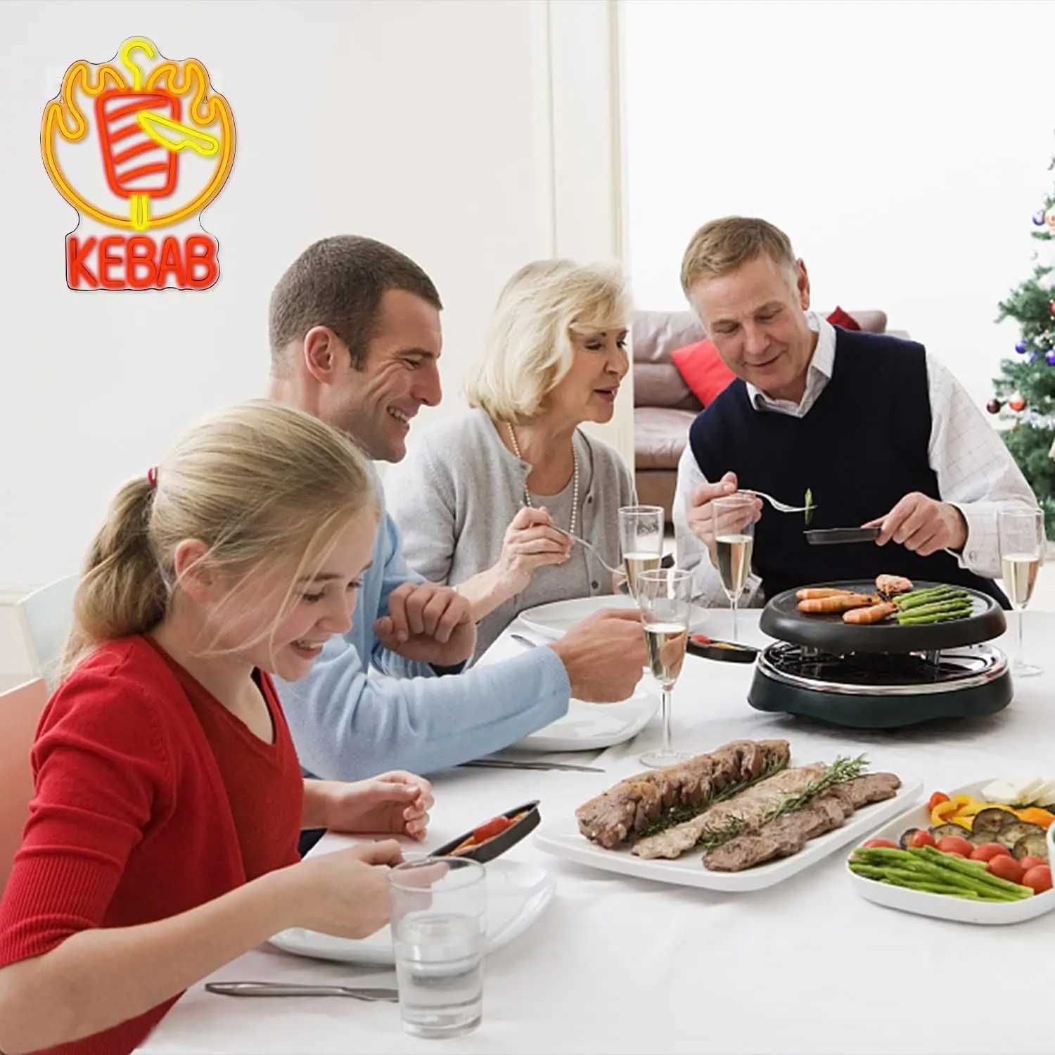 Kebab Neon Sign LED Neon Light Sign USB Powered for Game Room Man Cave Club Bar Shop Wall Birthday Halloween Party Decor Gifts XJ250626