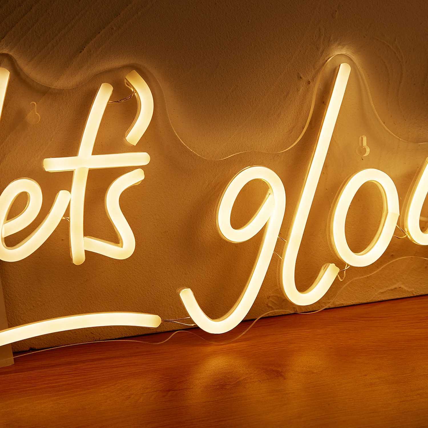 Chi-buy Lets Glow LED Neon Sign USB Powered Neon Signs Night Light 3D Wall Art Game Room Bedroom Living Room Decor Lamp Signs XJ250626