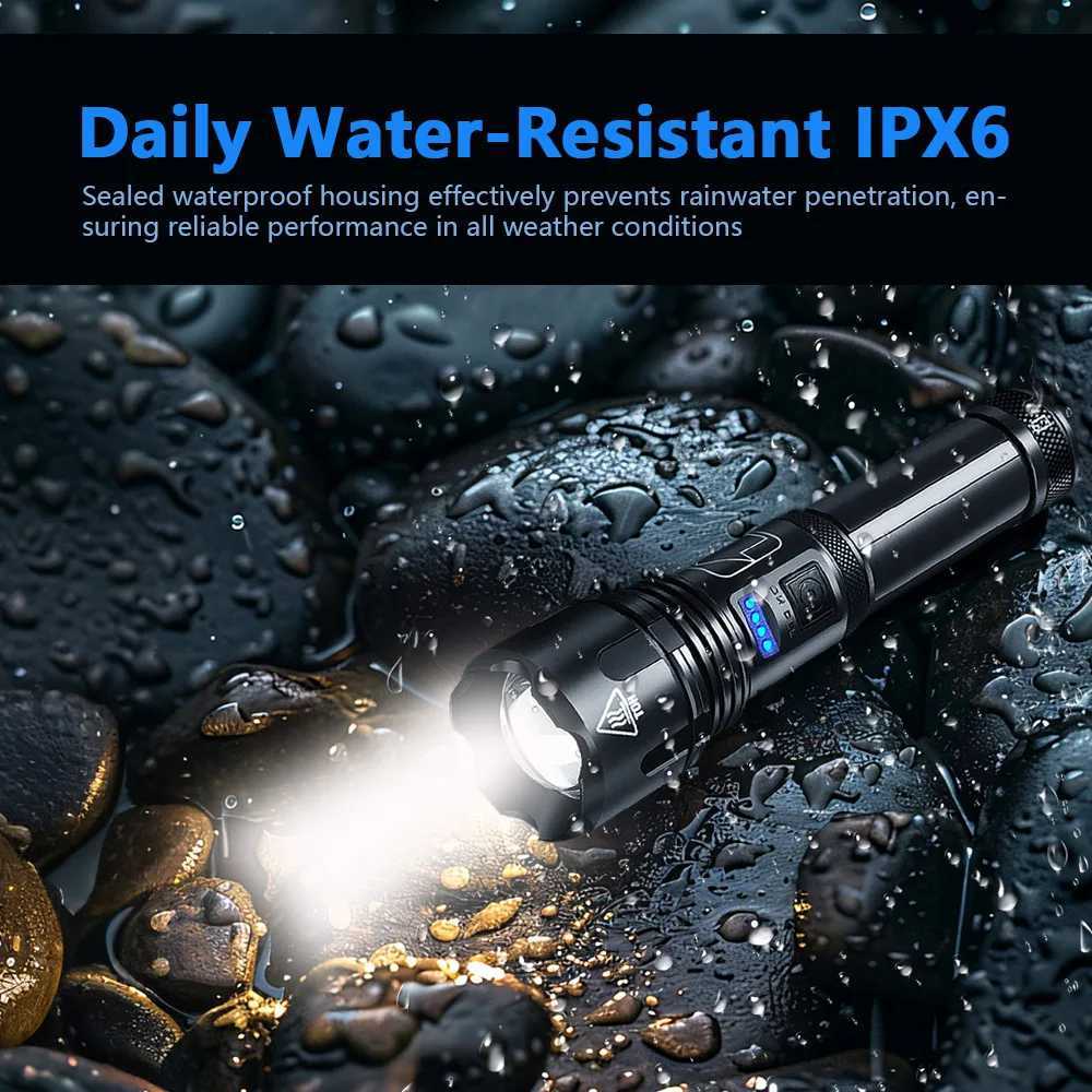Metal Super Bright Long Range LED Flashlight Tactical Light Rechargeable Light Zoom Torch Camping Lantern Outdoor Waterproof W250701