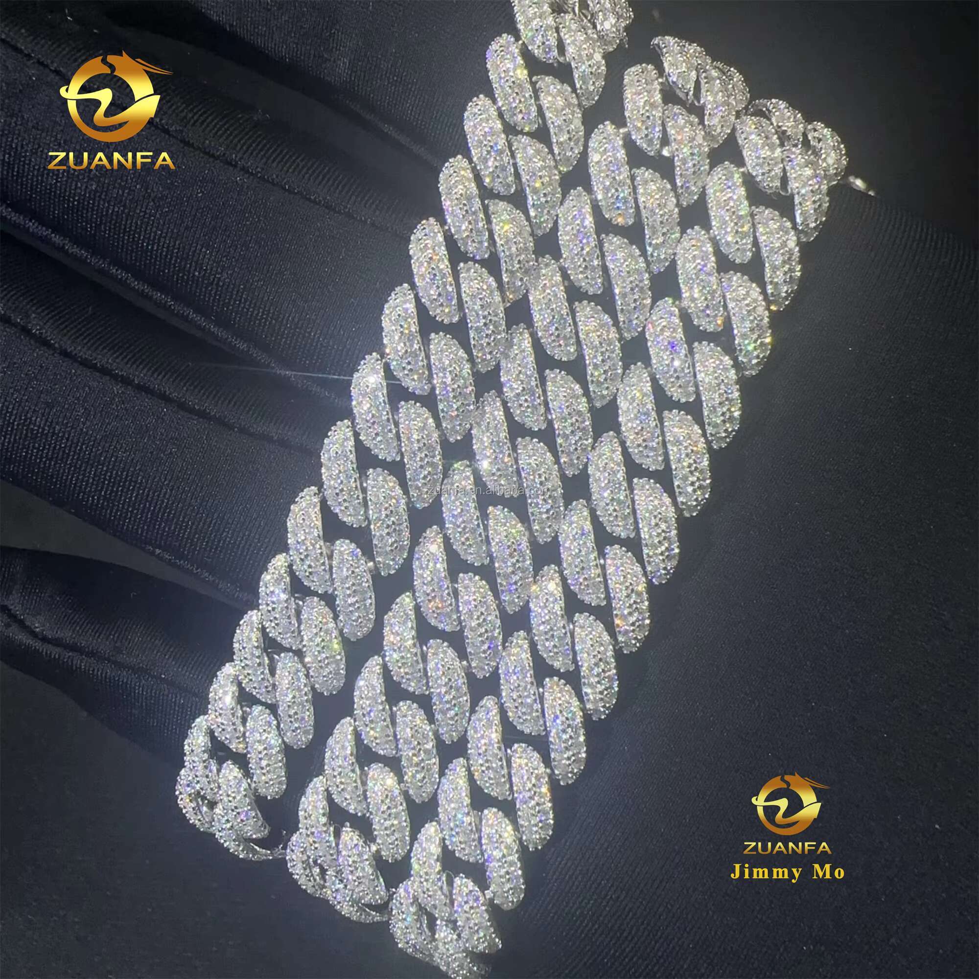 Best Selling Pass Diamond Tester 10mm Two Rows 925 Sterling Silver Iced Out Hip Hop FL Moissanite Diamond Cuban Link Chain Men