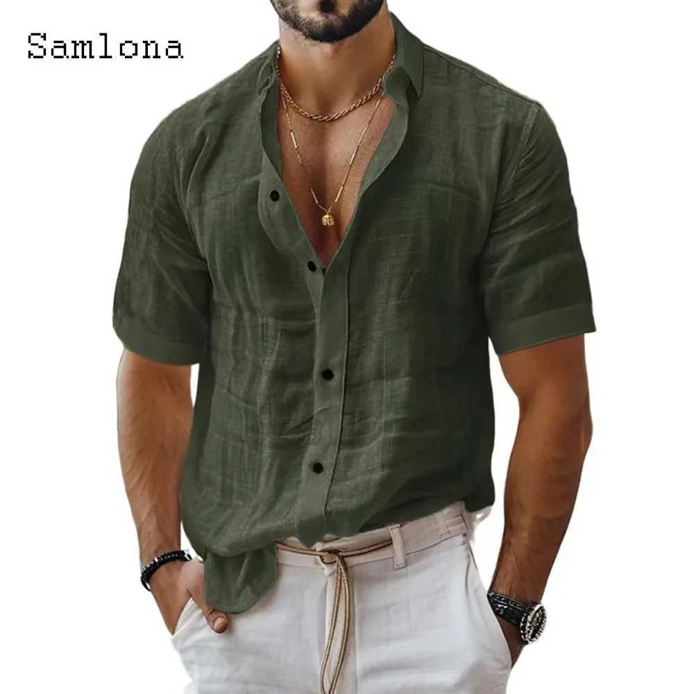 Men Short Sleeve Board Shirt Clothing 2025 Europe Summer Fashion Basic Top Solid White Blouse Plus Size Mens Casual Beach Shirts W250627