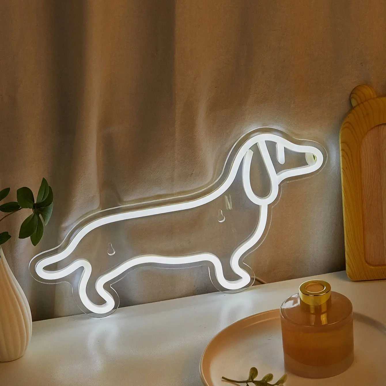 Chi-buy LED Neon Dog USB Powered Neon Signs Night Light 3D Wall Art Game Room Bedroom Living Room Decor Lamp SignsXJ250626