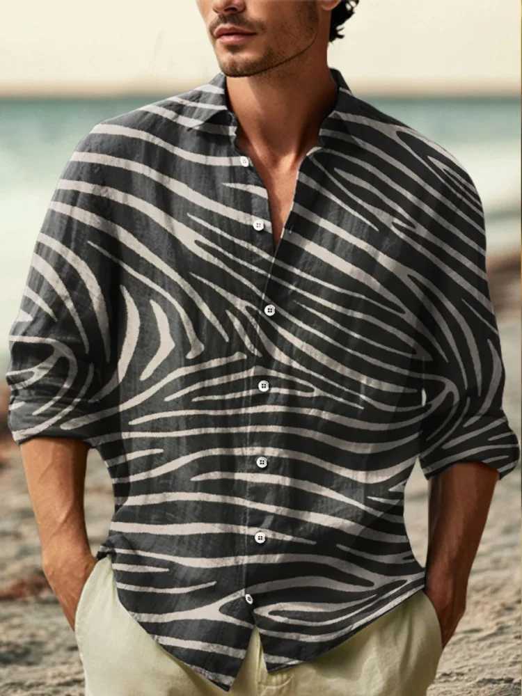 2025 Yksek kaliteli erkek yeni keten gmlek gndelik moda giyim kuma rahat nefes alabilen gmlek W250627