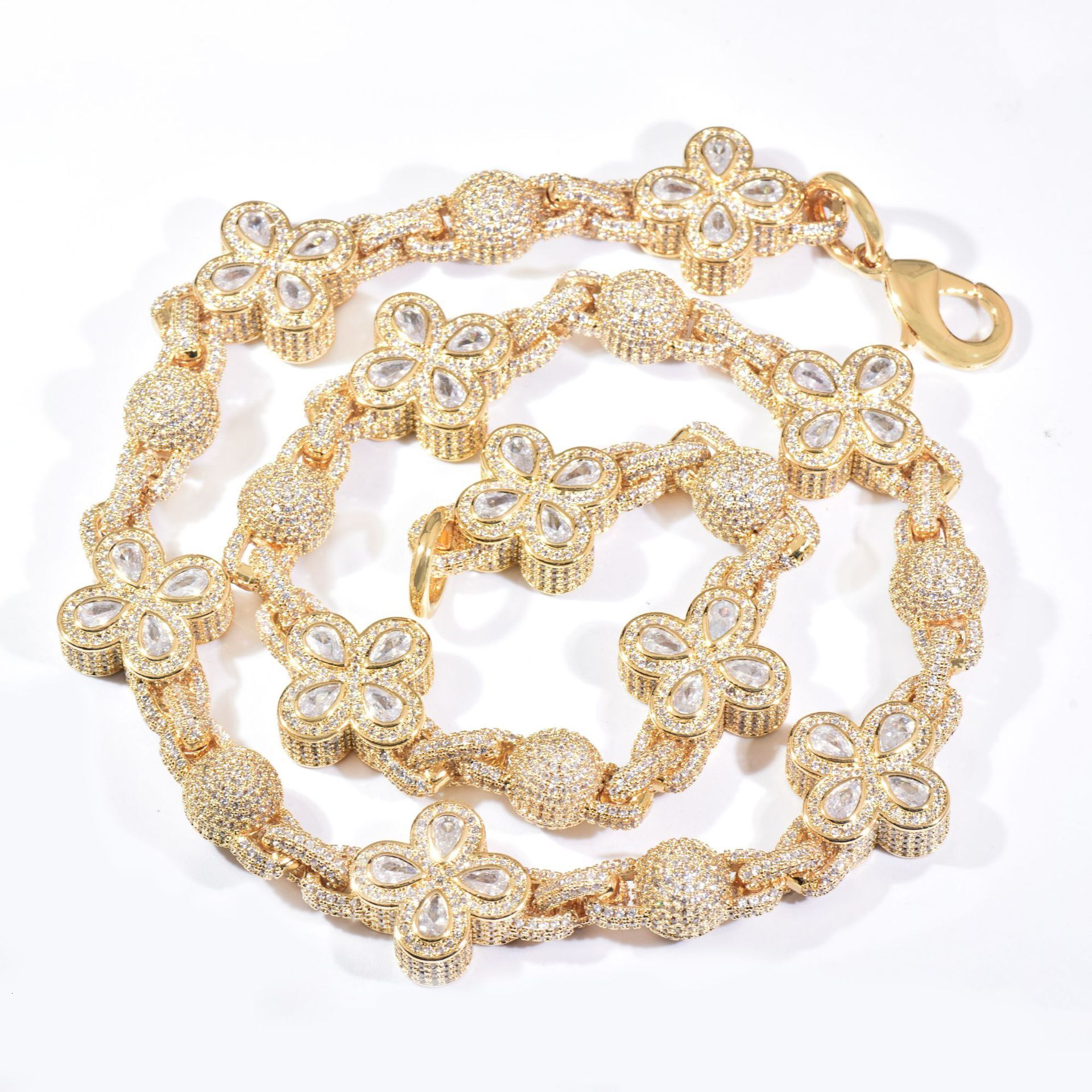 14mm Luxury VVS Moissanite Iced Out Hip Hop Lucky Clover Men's Edgy Statement Necklace Passes the Diamond Tester
