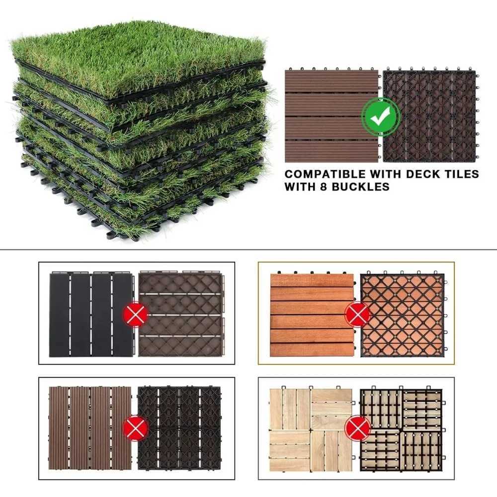 Outdoor Artificial Grass Turf Squares 9 Pack 12x12 Fake Grass Mat for Balcony Patio Deck Flooring Decor Pets Dog Pee Pad X250627