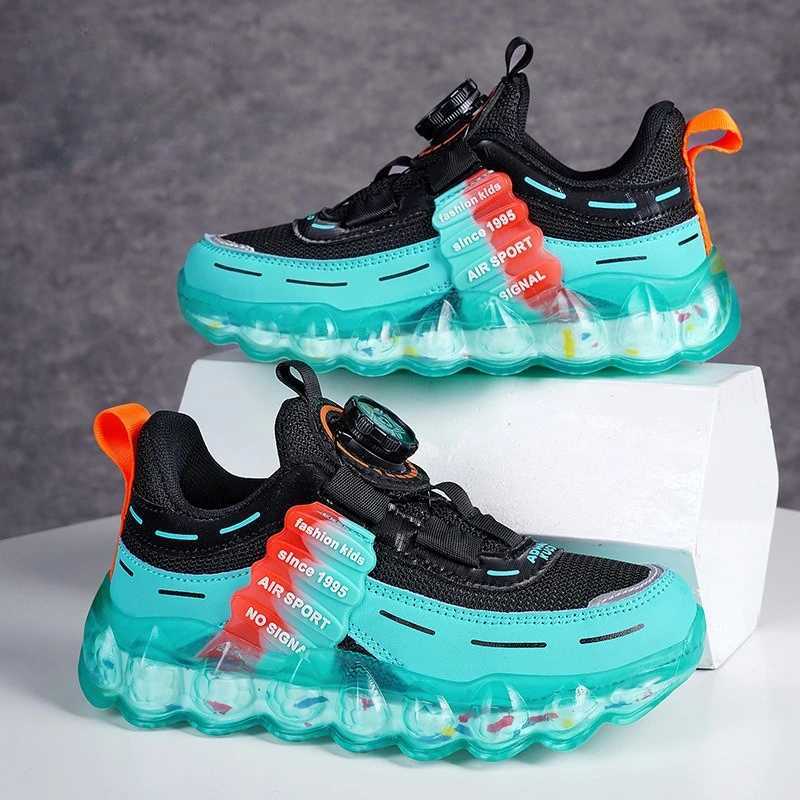 Boys and Girls Sneakers Lightweight Running Rotate Button Rubber Outsole Children Sport Shoes Outdoor Casual Kids Footwear C260130