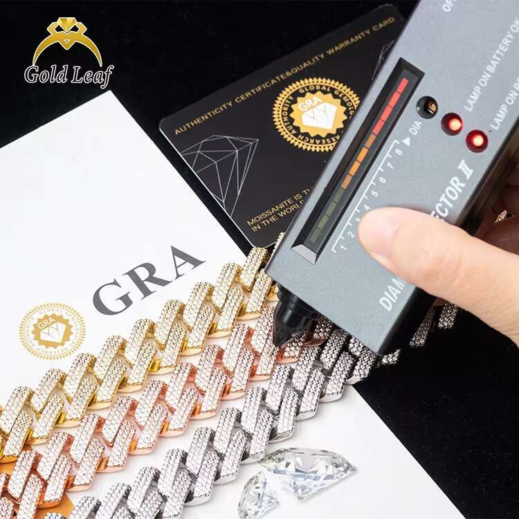 Goldleaf Jewelry S925 Sterling Silver Custom Cuban Chain Necklace Hip Hop 8mm-15mm VVS Moissanite Cuban Link Chain for Men