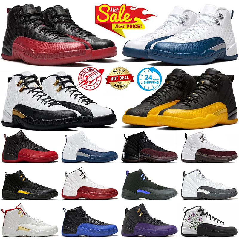 OG 12 Basketball Shoes 12s Designer Sneakers Flu Game French Blue Dark Grey AMM University Yellow Men Women XII Outdoor Sports Trainers With Size US13 EUR47