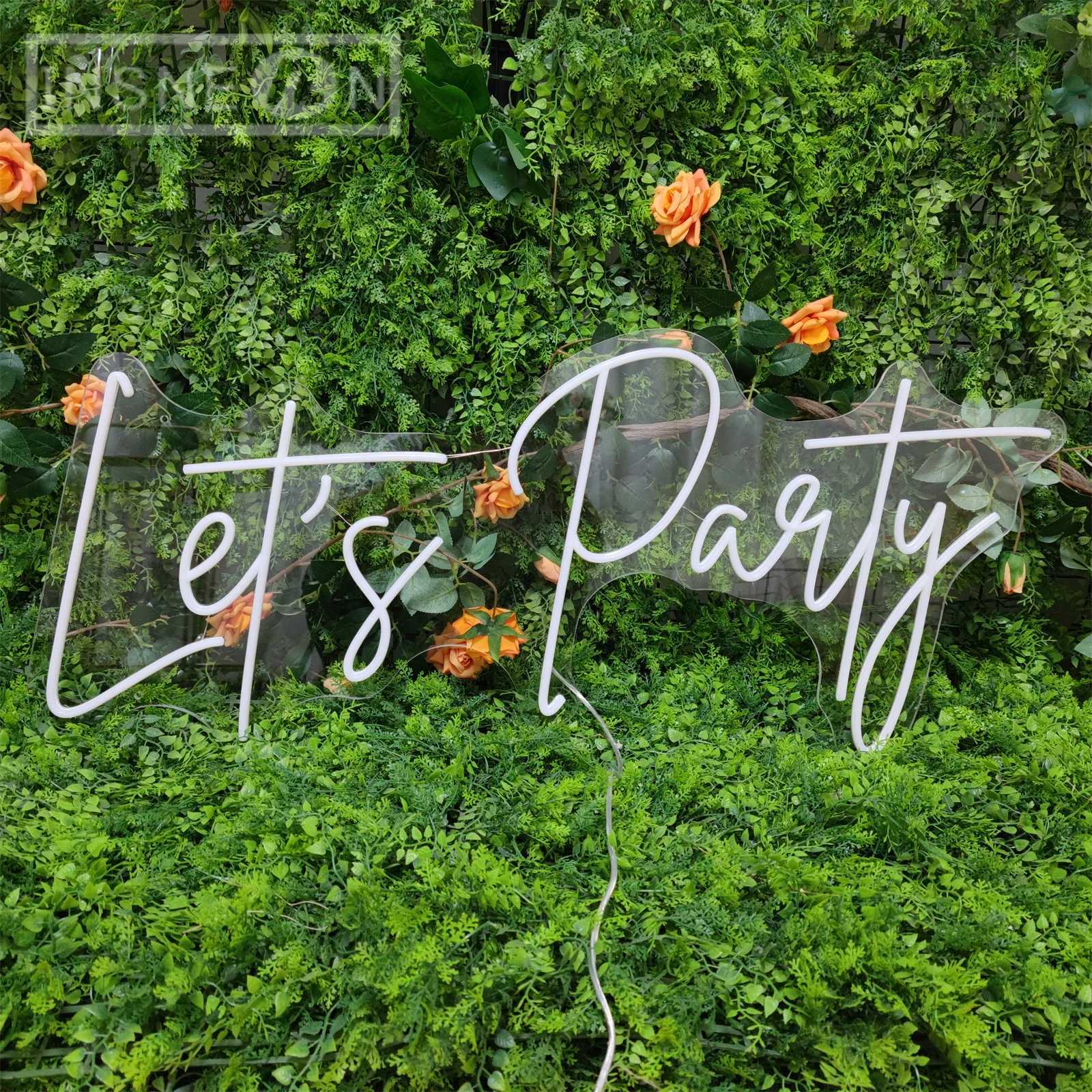 Lets Party Neon Sign LED Lights for Room Wall Wedding Birthday Bachelorette Engagement Art Decoration New Year Christmas DecorXJ250626