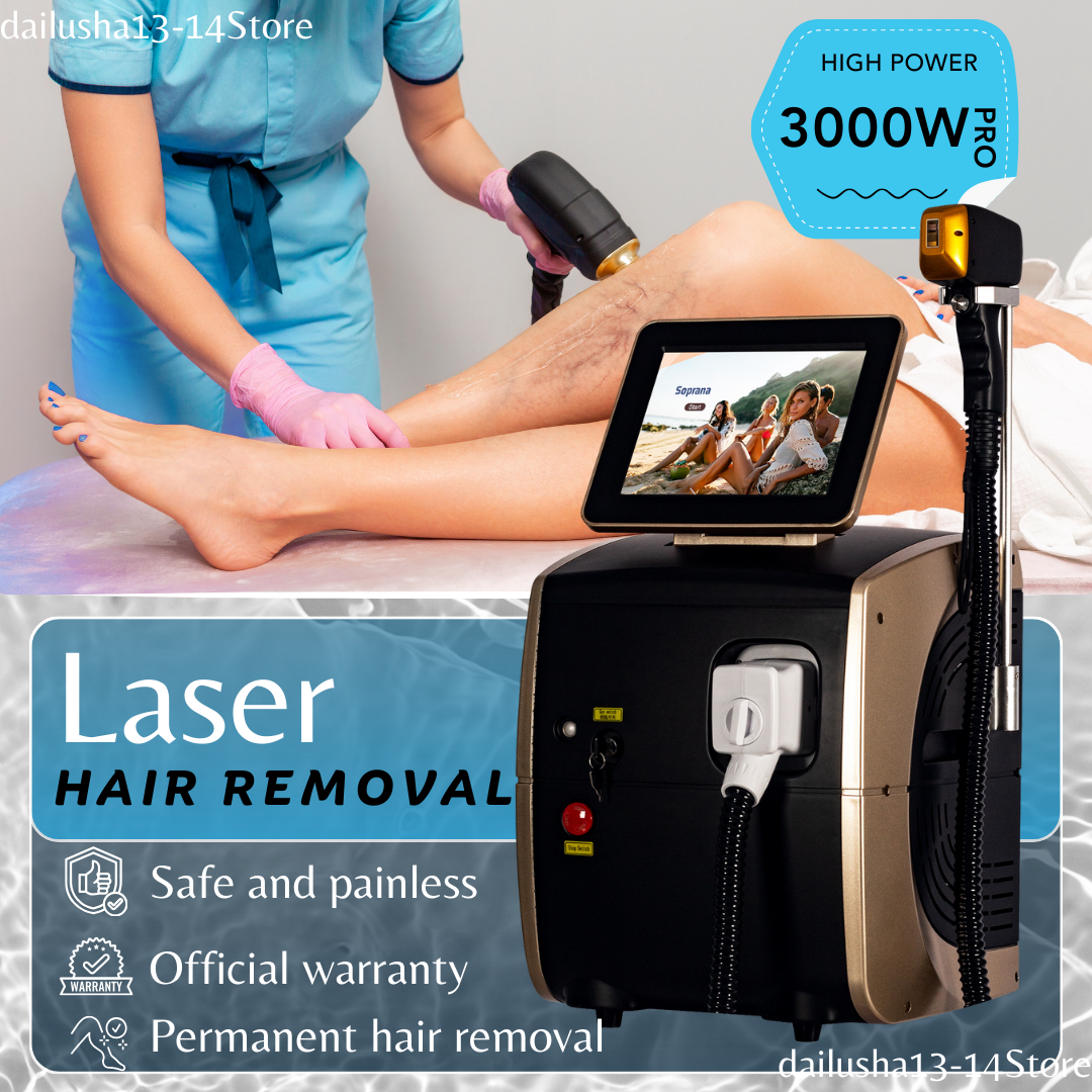 Professional 3000W High Power 755nm 808nm 1064nm Diode Hair Removal Machine Ice Titanium Painless Epilator For Salon Or Home Use