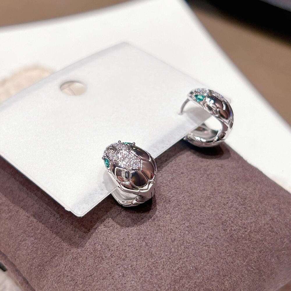 Zircon Snake Stud Earrings for Women, 2025 New bestseller, light luxury, niche design, high-end, snake-head earrings