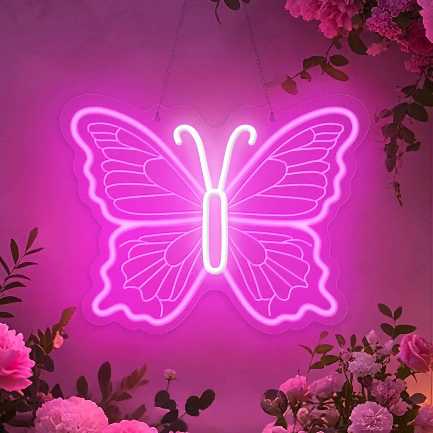 Vibrant Butterfly Neon Sign Light Adjustable Brightness LED Neon Sign for Girl Bedroom Game Room Aesthetic Spaces Wall Decor USB XJ250626