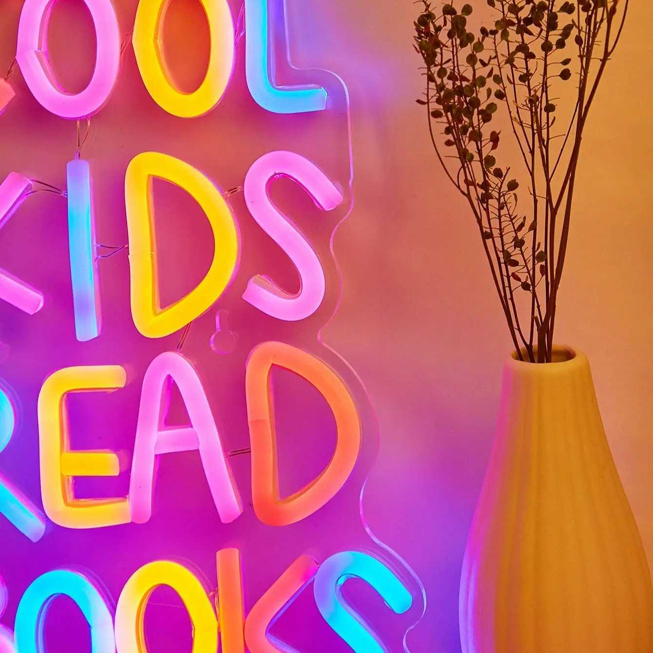 Chi-Buy 1PC Cool Kids Read Books LED Neon Sign USB Powered Wall Decoration Neon Light Signs Suitable For Party WeddingXJ250626