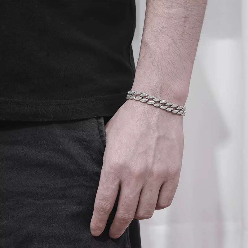 High-End European and American Exquisite s925 Sterling Silver Bracelet Hip Hop Cuban 5A Zircon Mens New bracelet