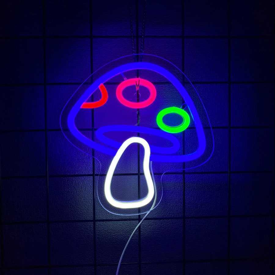 Mushroom Neon Sign for BedroomLED Neon Light Sign for Wall Decor Aesthetic USB Cute Neon Lights for BedroomEasy-To-InstallXJ250626
