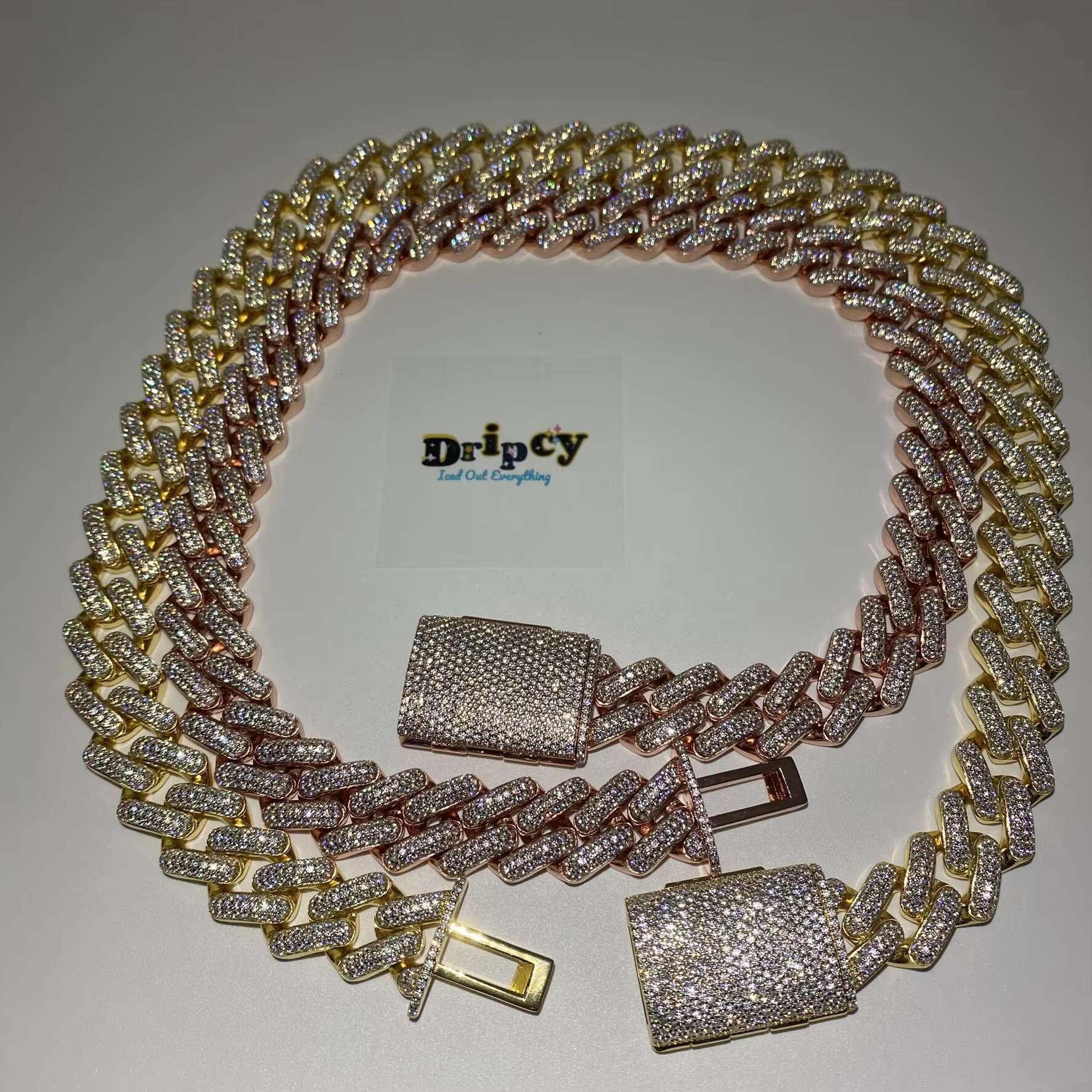 15MM Fine Jewelry Moissanite Vvs1 d Color Cuban Link Chain Real Iced Necklace Hip Hop Pass Test Bracelet Cuban Chains