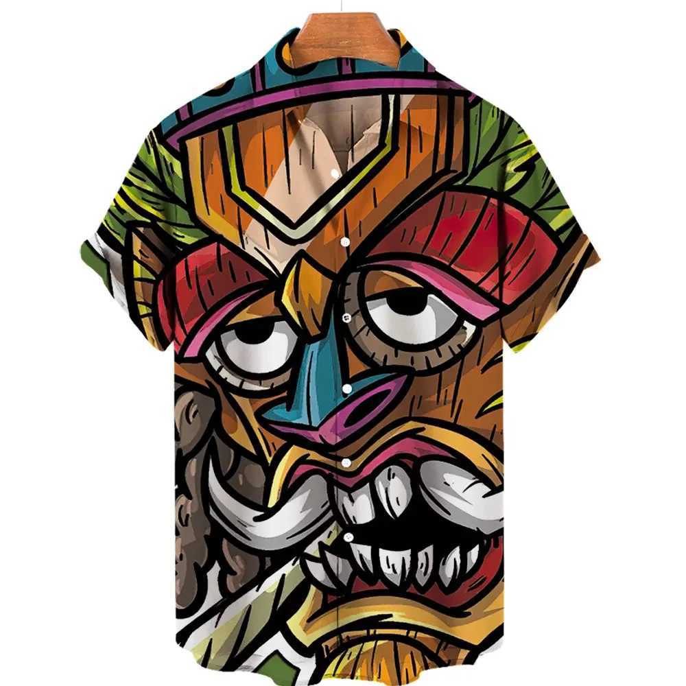 2024 Preppy Mens Shirts Streetwear Beach Male Top Short Sleeve Skull 3D Hawaiian Shirt Oversized Summer Casual Shirt For Men W250627