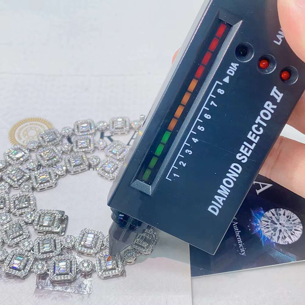 Customized Moissanite Cuban Link Chain Gemstone VVS GRA Certificate Hiphop Style Square Pendant Necklace