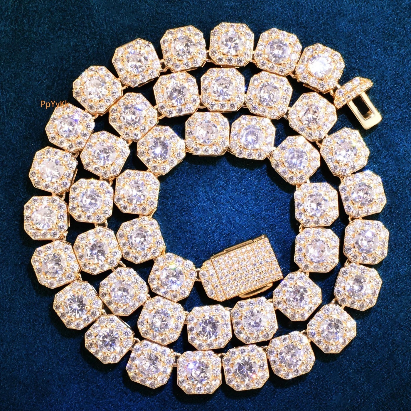 10mm Luxury VVS Moissanite Iced Out Hip Hop Sugar Cube Chain High-End Bling Statement Jewelry Passe the diamond tester