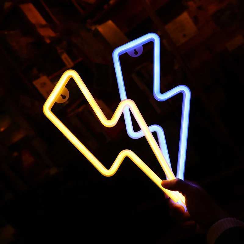 Neon Signs Lightning w Base LED Light Party Atmosphere Lighting Wall Lamp for Birthday E-sports Room Camping Home DecorXJ250626