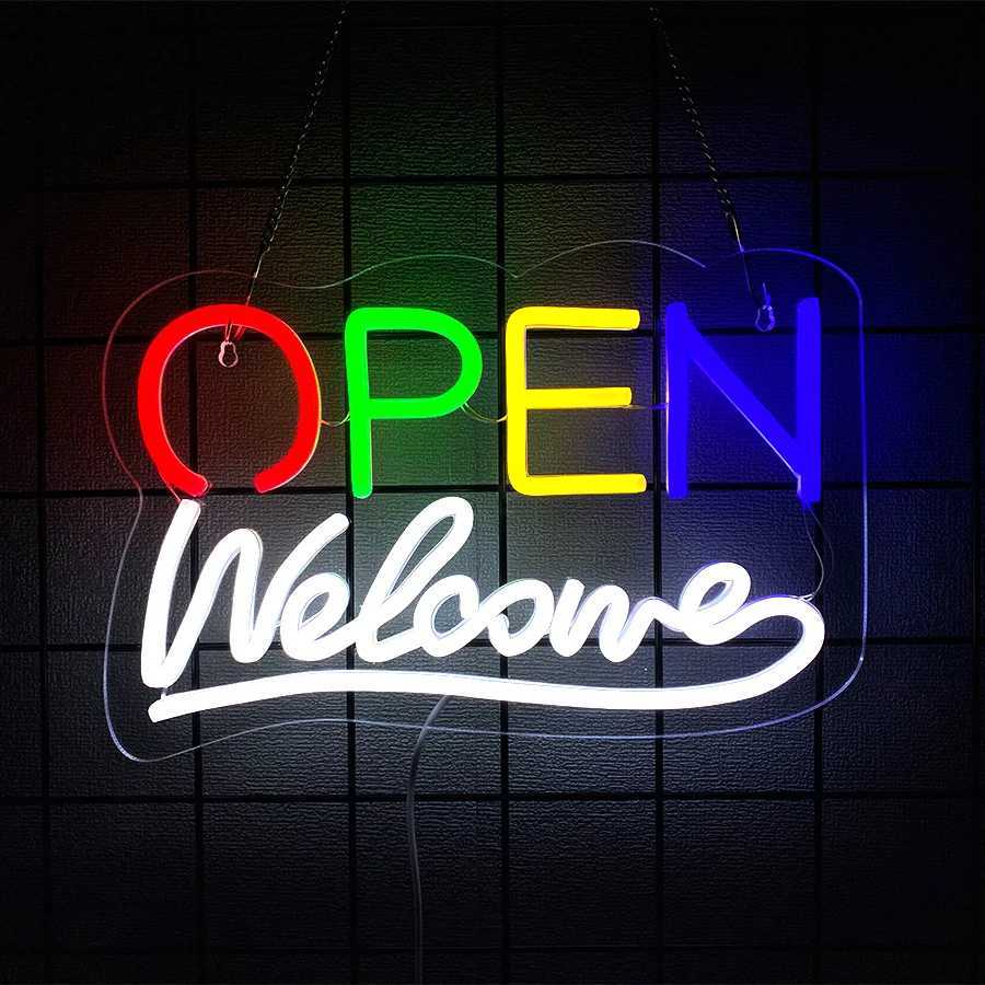 Open Welcome Neon Sign For Wall Decor LED Neon Light For Business Bar Decor Club Shop Restaurant Salon Hotel Coffee Shop XJ250626