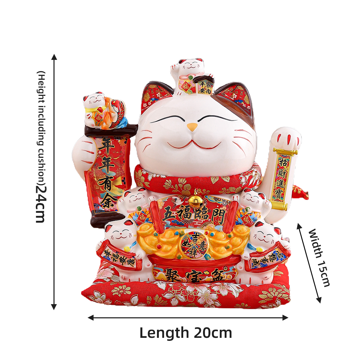 Lucky Cat Decorative Ornament with Automatic Hand-Wave for Office & Home Prosperity Symbol Wave-Shaking Fortune Feline Statuette