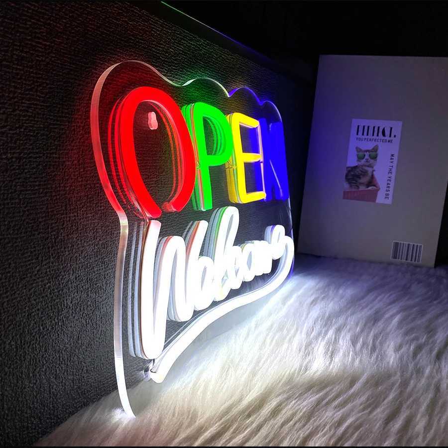 Open Welcome Neon Sign For Wall Decor LED Neon Light For Business Bar Decor Club Shop Restaurant Salon Hotel Coffee Shop XJ250626