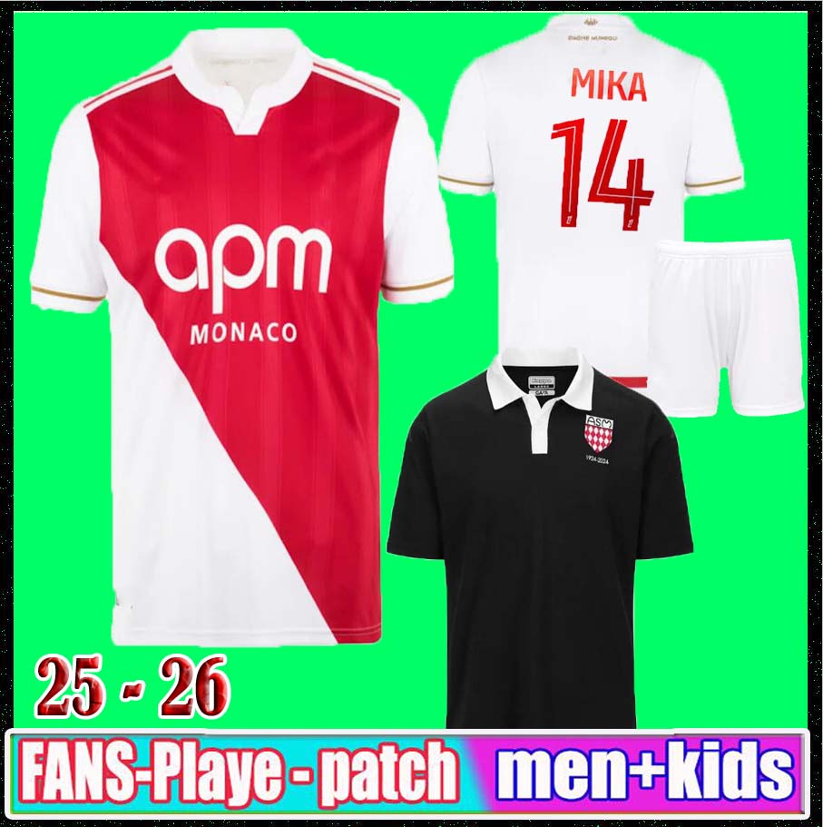 2025 2026 Player AS home Monaco Black BEN YEDDER Footbal Jersey MININO LOADU GOLOVIN 25 26 MIKA BALOGUN EMBOL0 Floatage FOFANA Football Shirt AKLIOUCHE