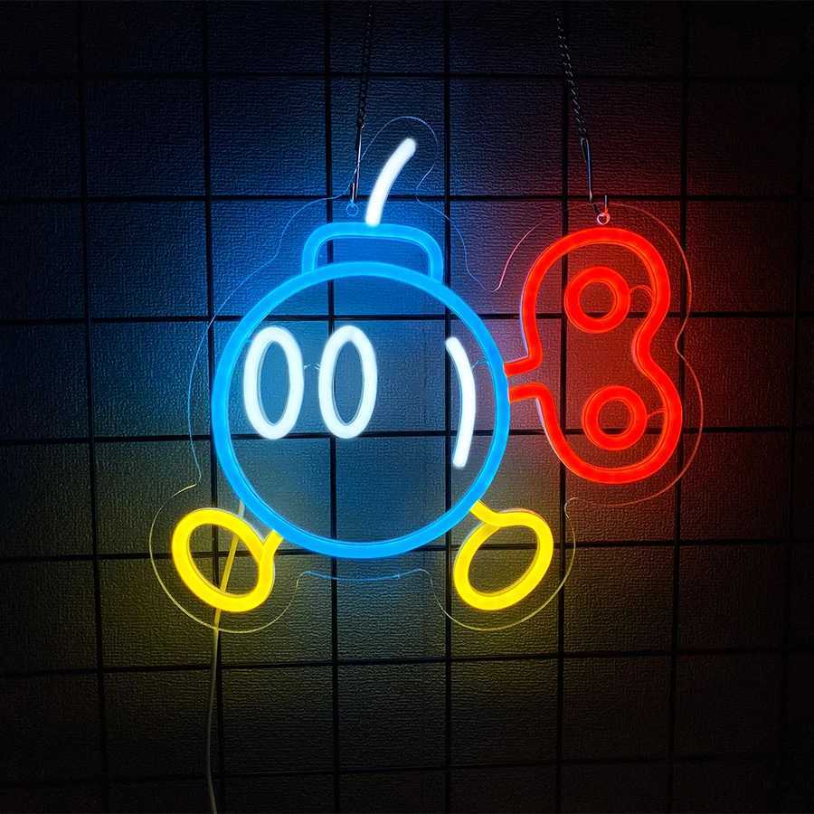 Neon Sign Anime Rick LED Neon Lights for Wall Decor Bomb LED Sign Anime Decor for Man Cave Bedroom Game Room Pickle Party XJ250626