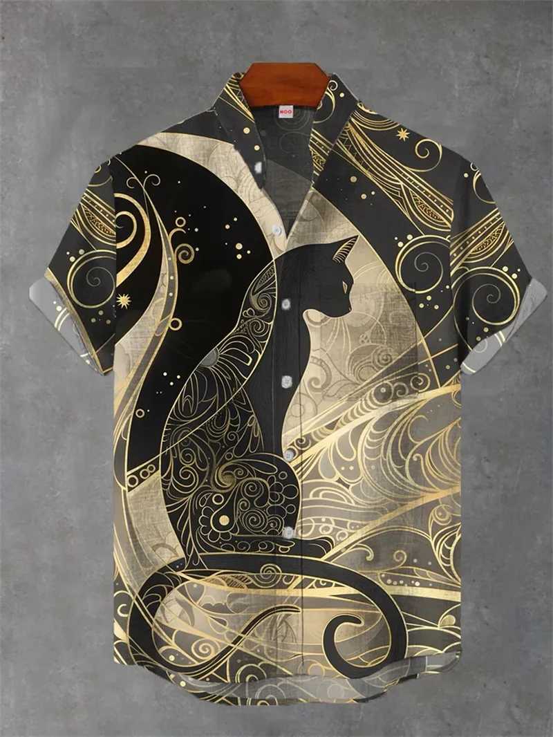 Summer Fashion Mens Linen Short Sleeve Shirt Retro Animal Tiger Print Street Casual Daily Mens Shirt Top Hawaiian Shirt Men W250627