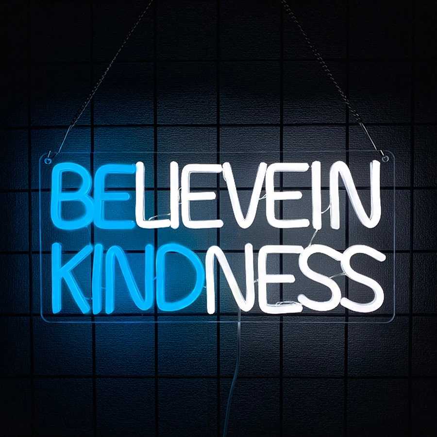 Believe in Kindness Neon Sign for Wall Decor Cross Led Neon Signs Light Up Sign Room Decor Be Kind Neon Lights Sign USB Powered XJ250626