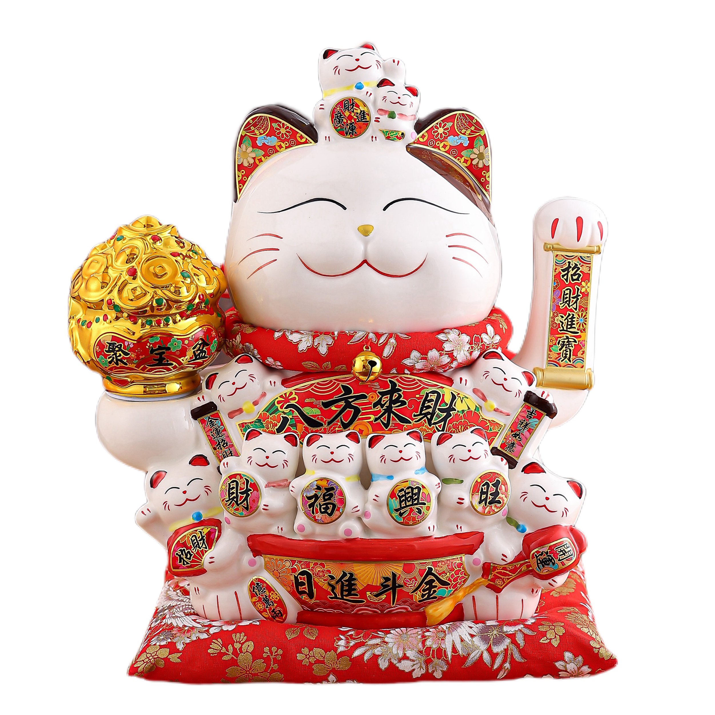 Decorative Automatic Waving Cats for Home Living Room & Tea Restaurant Automated Wealth Cat Ornament for Store Fronts
