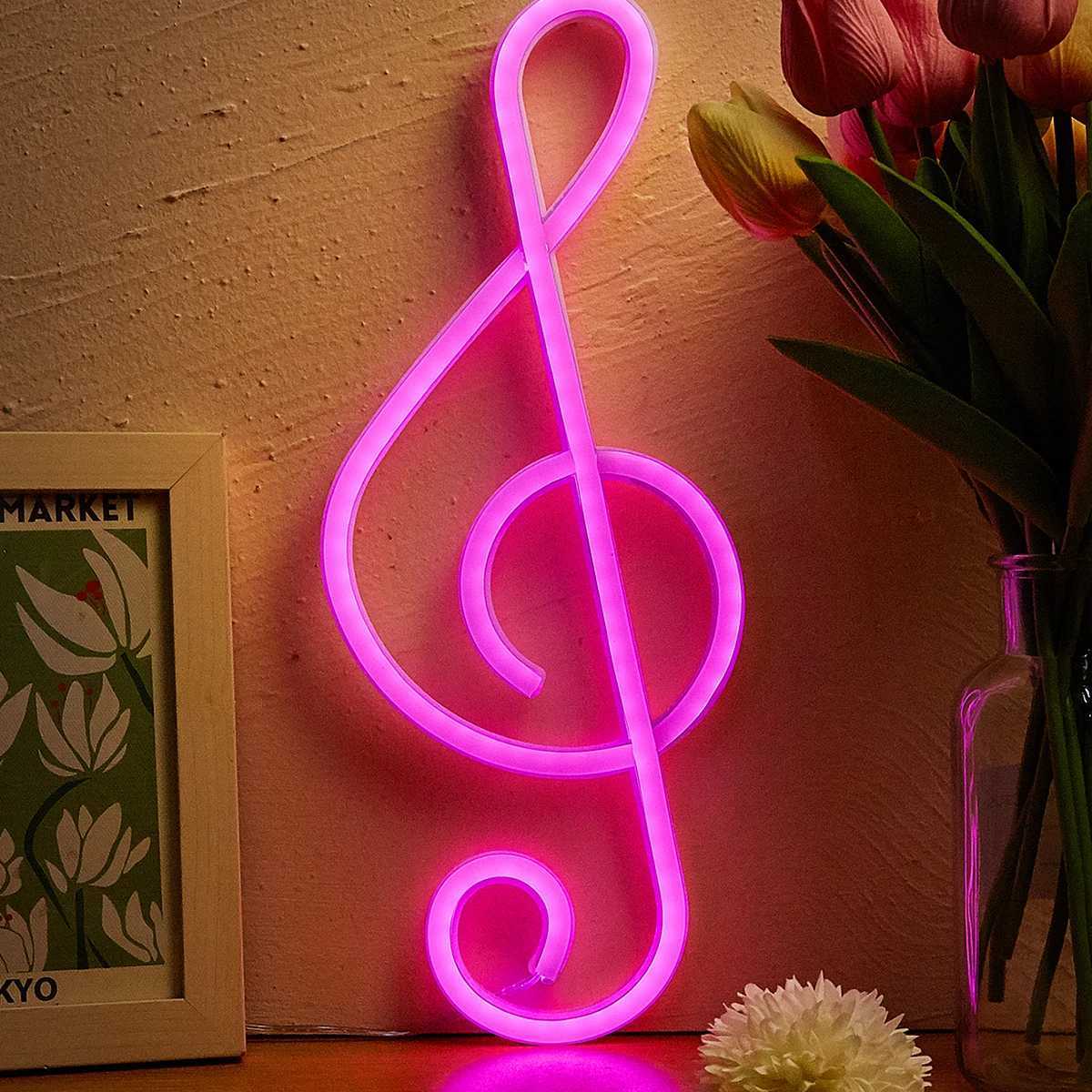 Chi-buy Music Note LED Neon sign USB Powered Or Battery Power Supply Neon Signs Night Light For Bedroom Living Room Decor Lamp XJ250626