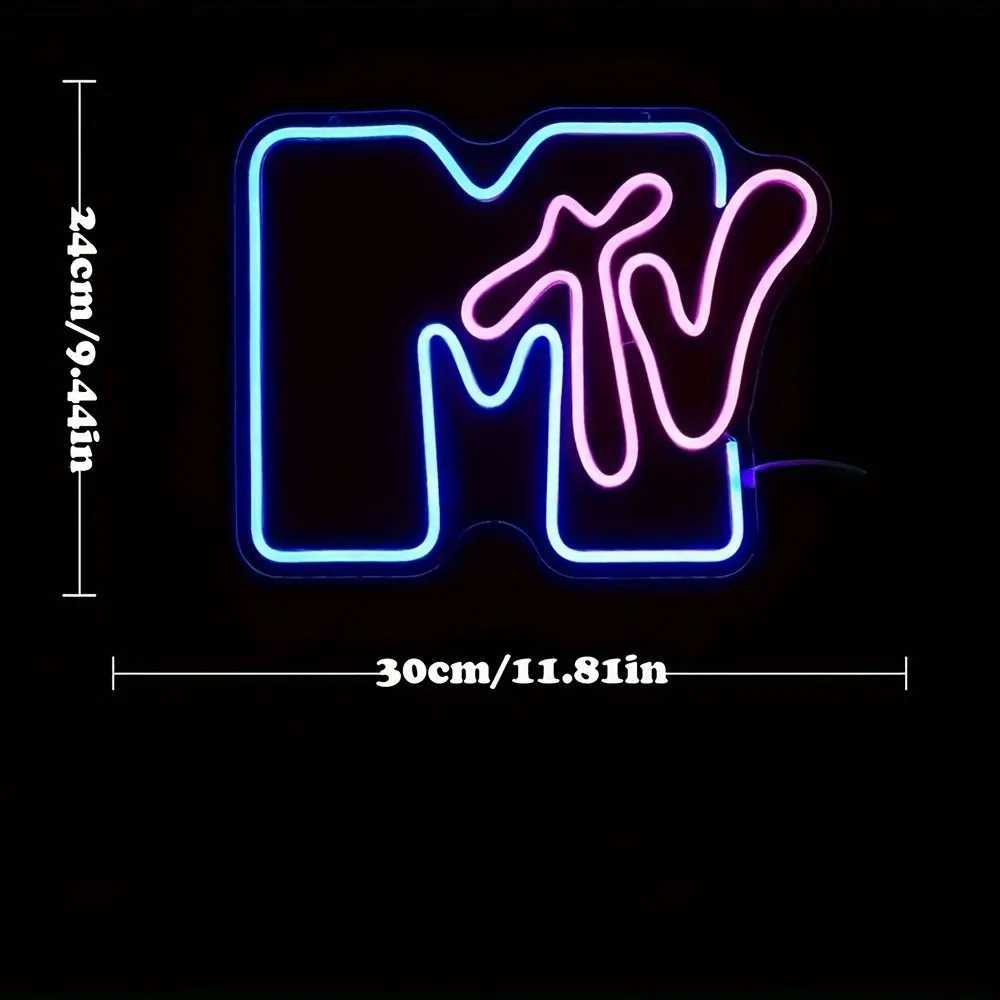 1pc MTV Neon Sign LED Wall Hanging Light USB Powered Plastic Music Television Decor for Bedroom Bar Restaurant XJ250626