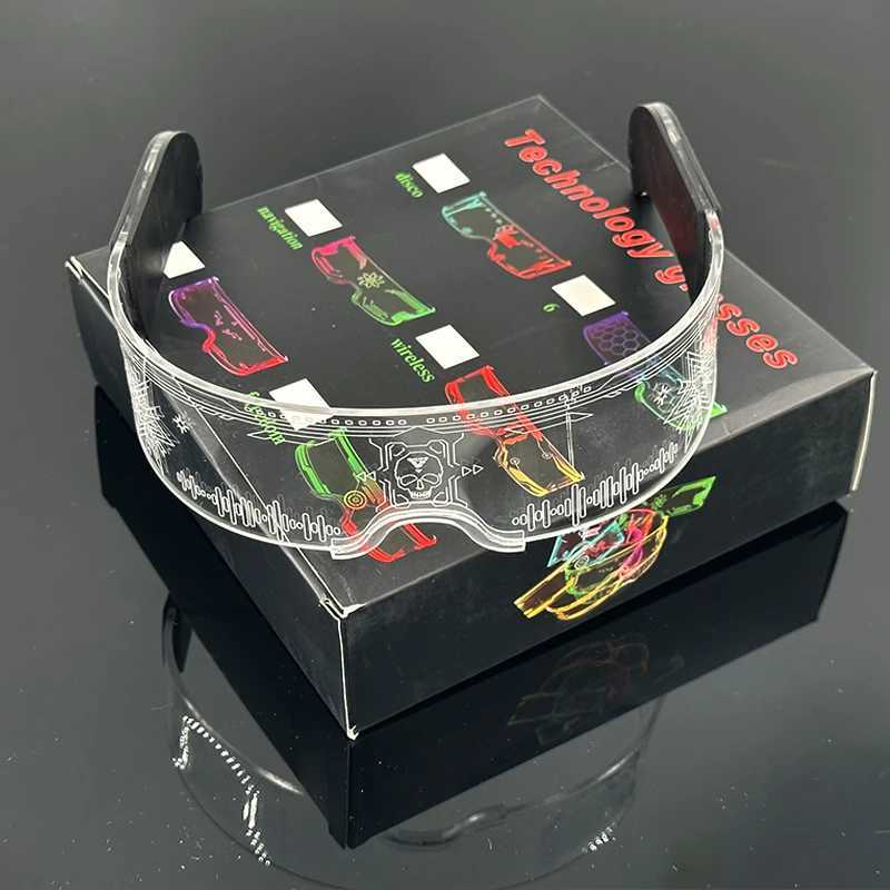 New Acrylic Luminous Glowing Cyberpunk Glasses LED Light Up Halloween Party Skull Glasses Bar Club Props Neon Glasses SuppliesXJ250626