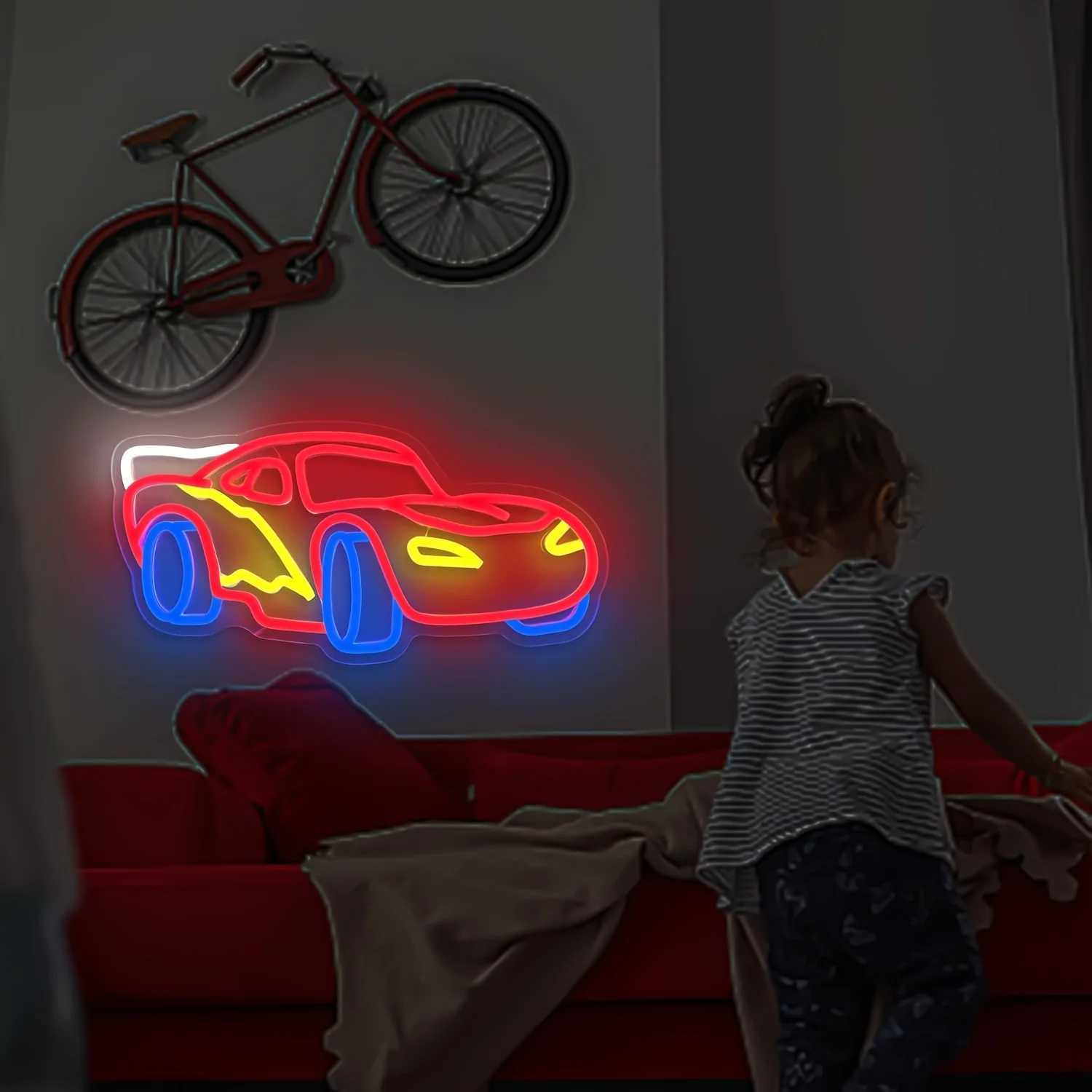Car Neon Sign LED Neon Racing Sign Car Neon Signs Lit Sign Bedroom Boys Room Games Room Birthday Party Gifts Wall Decor XJ250626