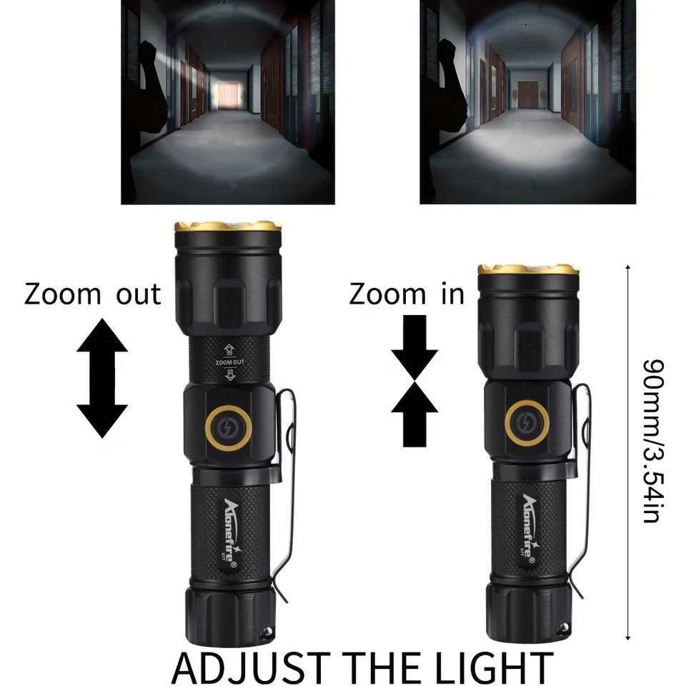 Zoom White Light beam Mini Flashlight Rechargeable Portable child lady Backpack Pocket Home Outdoor Magnet Work Emergency Torch W250701