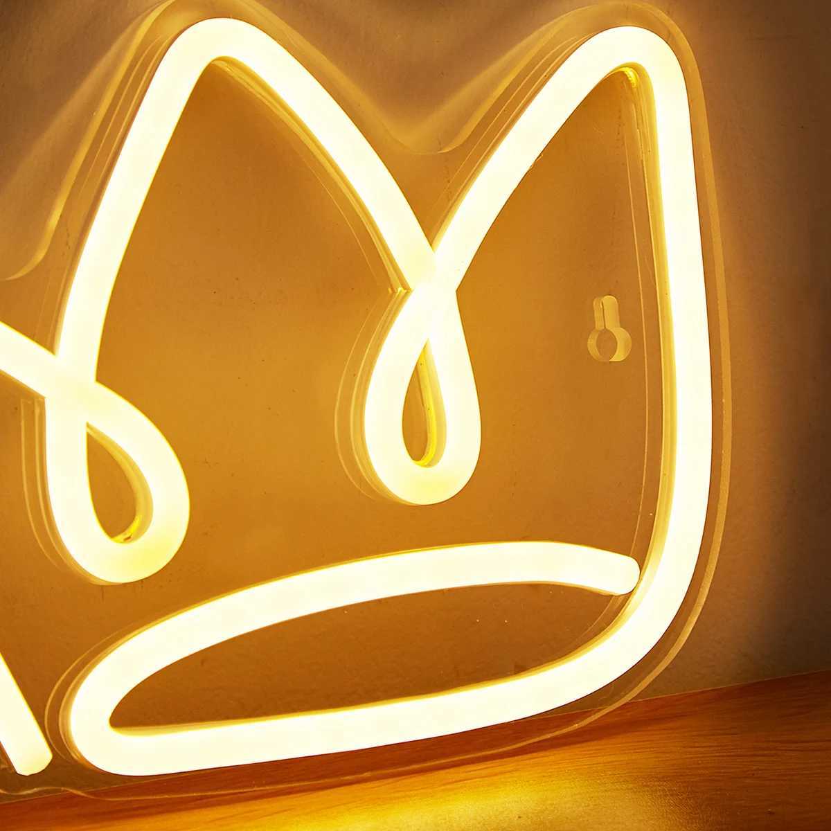 Chi-buy LED Neon Crown USB Powered Neon Signs Night Light 3D Wall Art Game Room Bedroom Living Room Decor Lamp Signs XJ250626