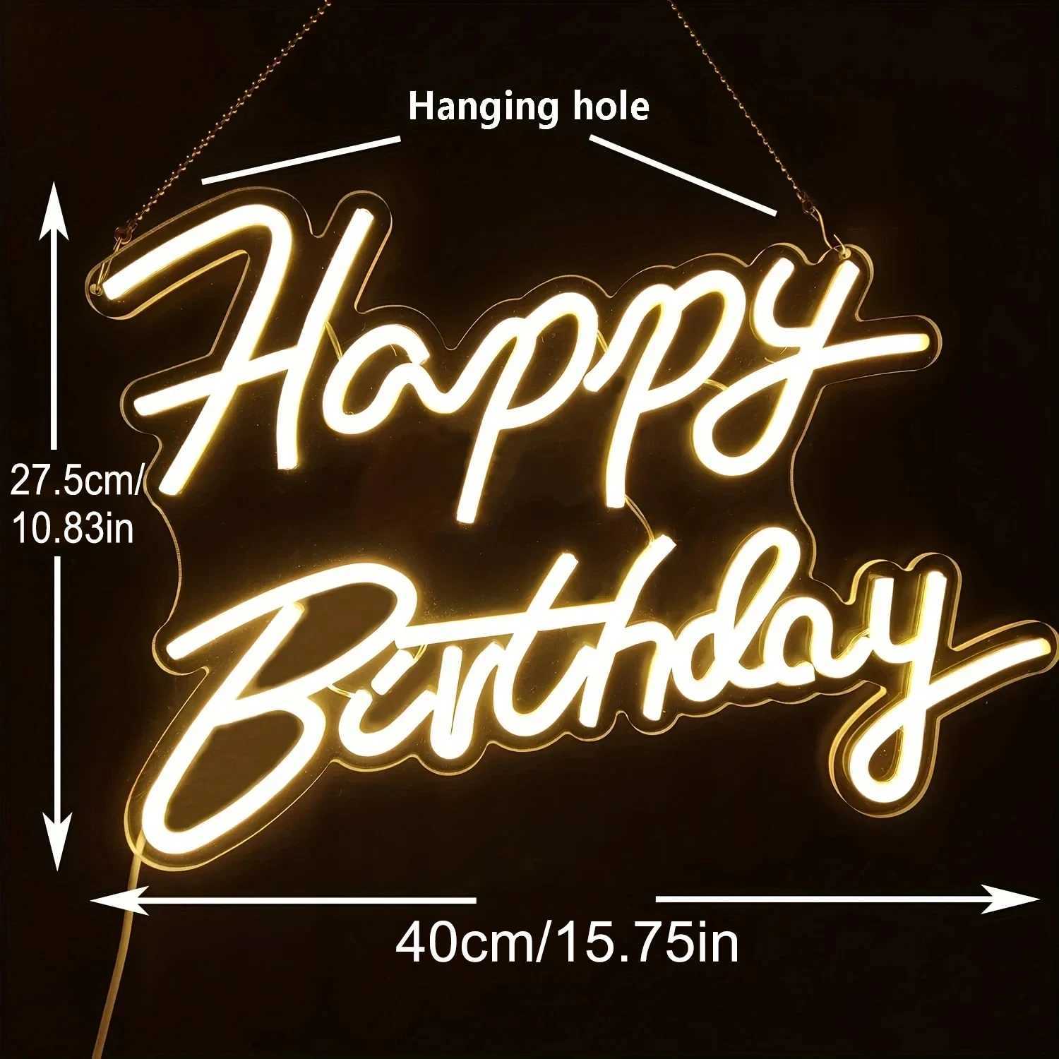 Happy Birthday Neon Sign Neon Happy Birthday Sign for Wall Decor Wall Neon Sign with Dimmable Switch Birthday Party Supplies XJ250626