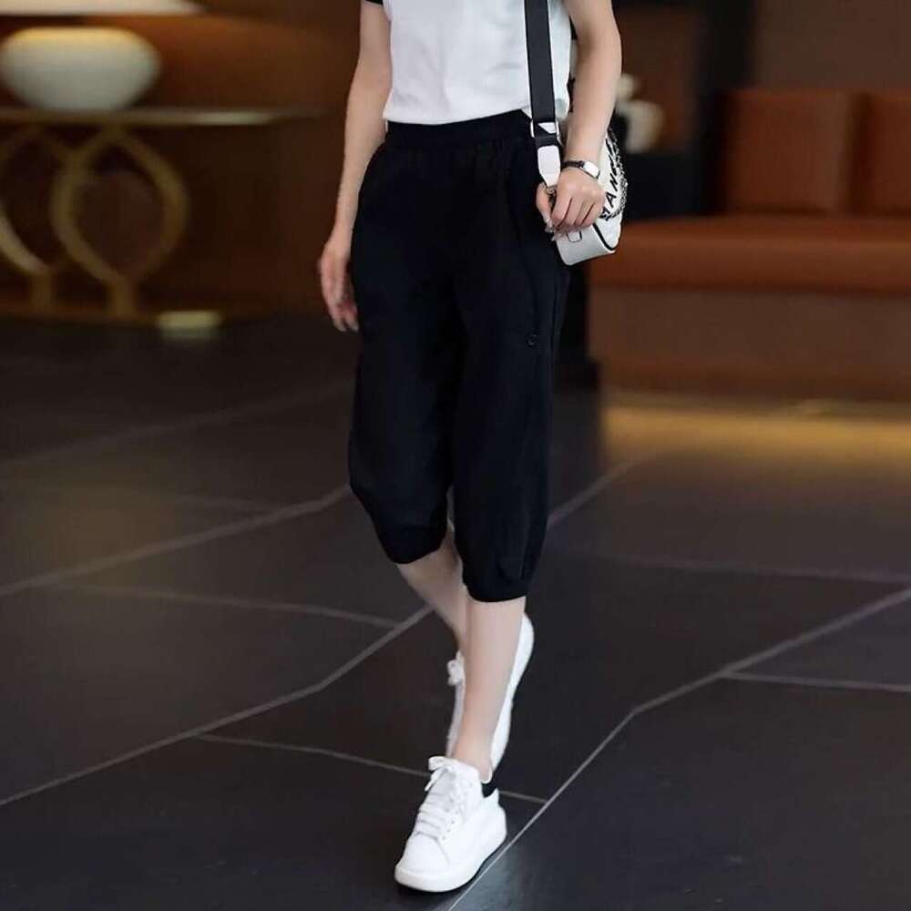 Clearance Sale Ice Silk Capri Pants for Women Summer Thin Casual Sports Quick-Dry Shorts Jogger Harem Mid-Length Pants