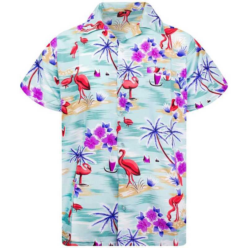 Mens shirt lapel summer short-sleeved Hawaiian personalized pattern 3D printing daily casual work vacation comfortable design W250627