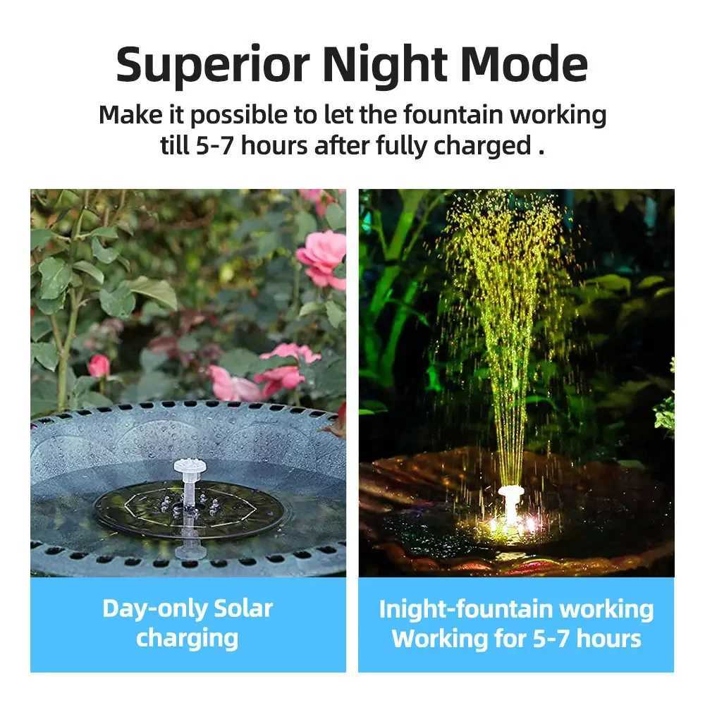 Floating Solar Bird Bath Water Fountain Lights Garden Waterfall Fountain Pond Solar Panel Powered Water Pump Garden Decoration X250627