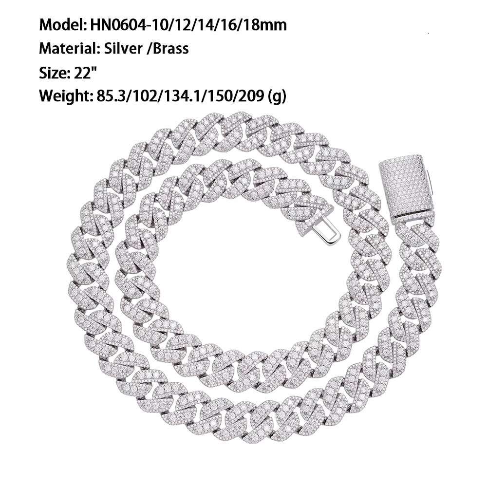 15MM Factory Wholesale Men Iced Out 925 Sterling Silver High Quality Moissanite Miami Cuban Link Chain