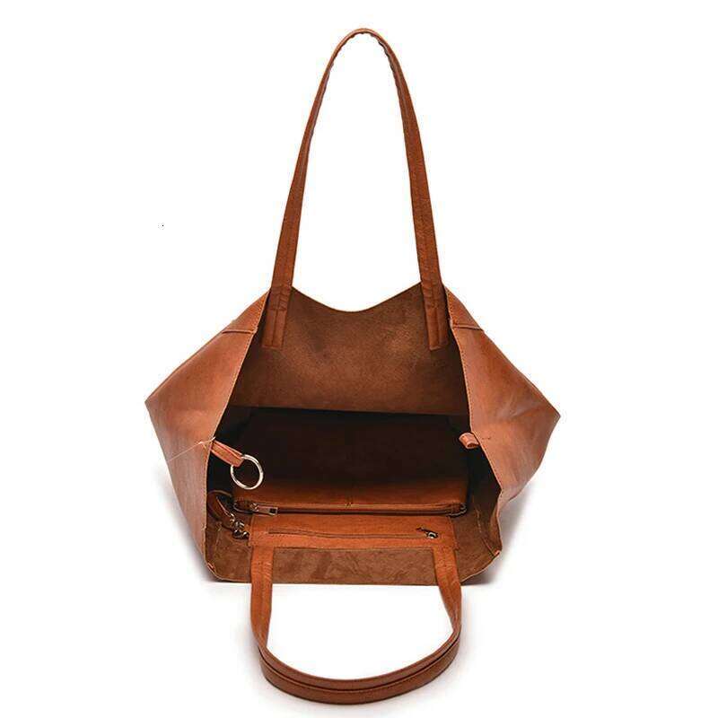 Women's Bags Designer Retro Soft Casual PU Leather Large Capacity Shoulder Women Trendy Tote Bag Popular Fashion Travel Handbag