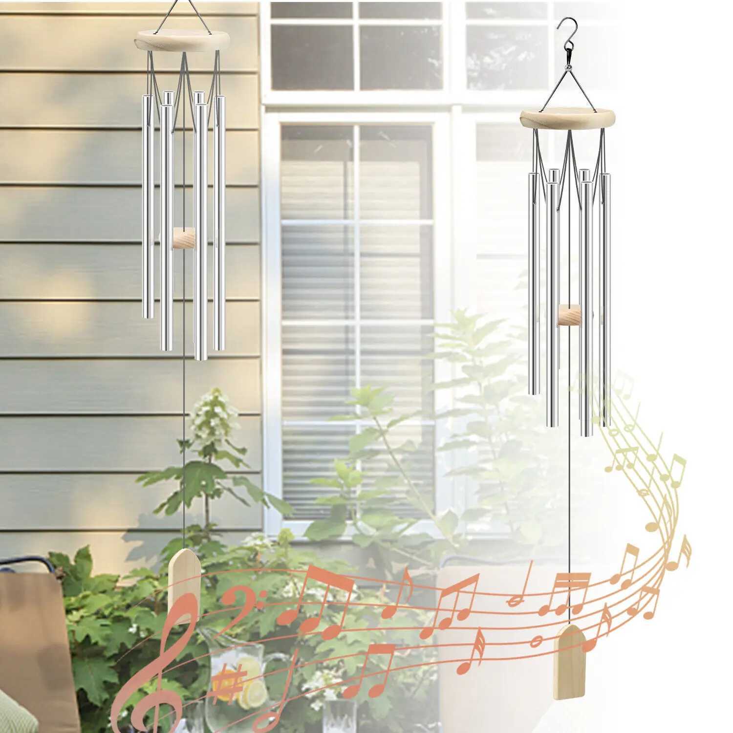 6 Tubes Wind Chimes Garden Outdoor Living Decoration Metal Wind Chimes Hanging Ornament Coffee Shop Wind Chimes Tubes X250627