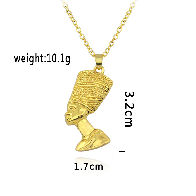 Necklace African Ancient Egyptian Queen Nefertiti Pendants For Women Hip Hop Men Gold Color Jewelry Accessories Large Size 240522