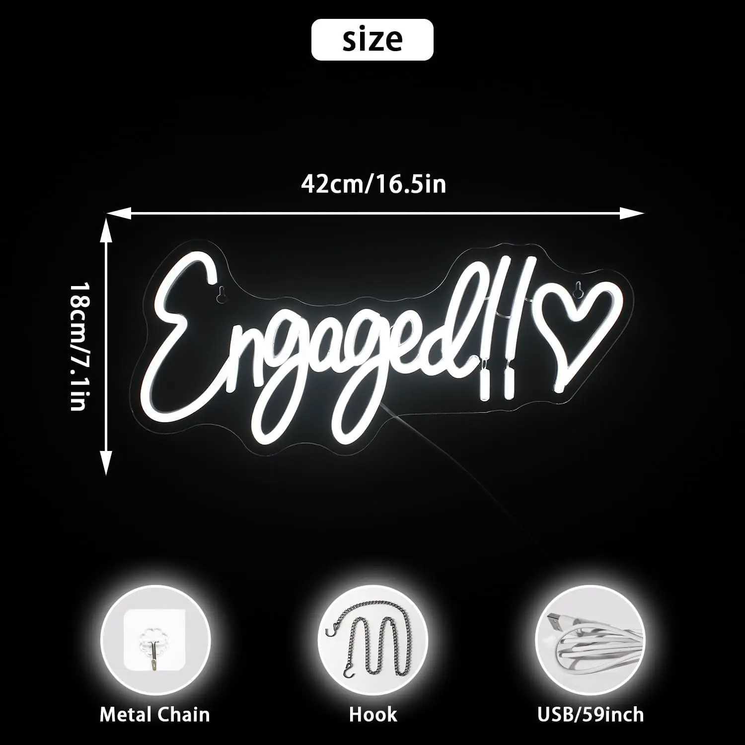 Engaged Letter Neon Sign LED Light USB Powered Wedding Site Decoration Wall Decor Bedroom Anniversary Engagement Proposal DecorXJ250626