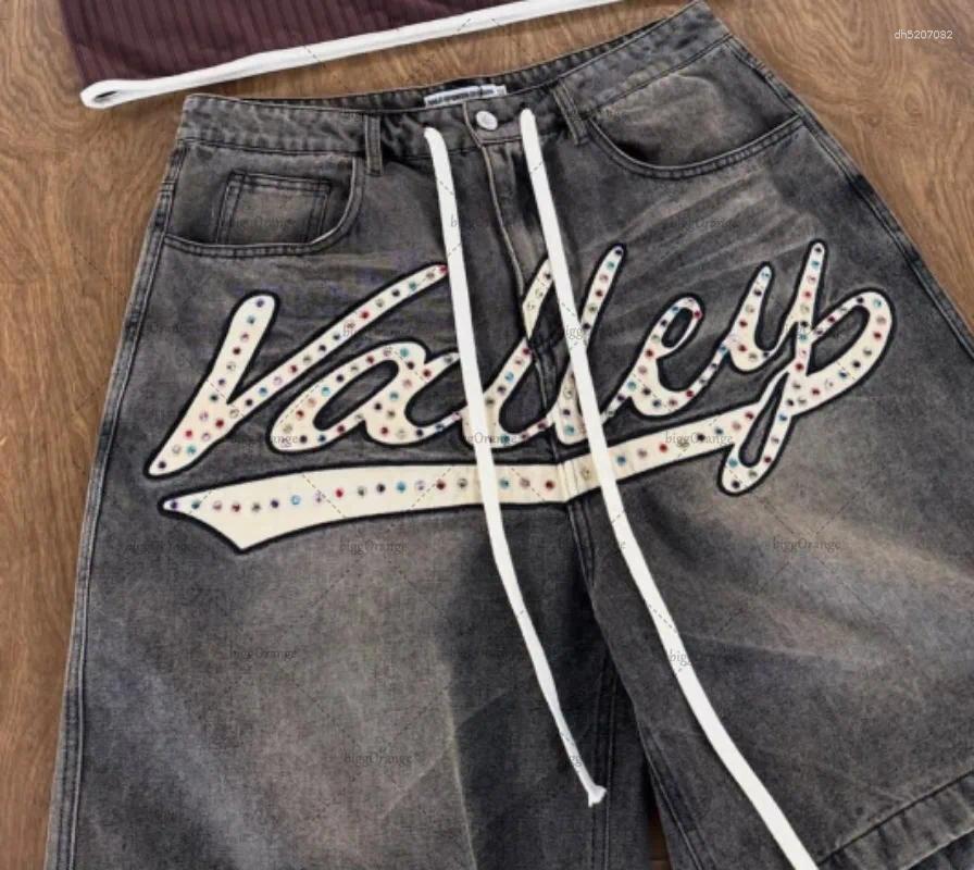 Mens Pants American High Street Fashion Clothing Hip-hop Casual Loose Jeans Men Harajuku Retro Y2K Straight Shorts Women