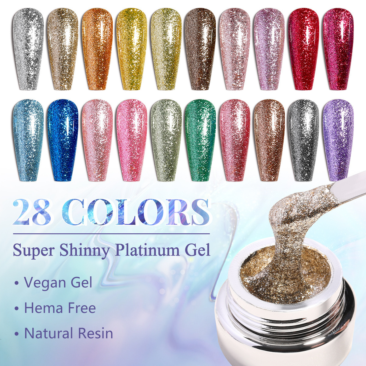 Solid Color Flash Glitter Shards Pull Line Drawing Long-lasting Nail Gel for Nail Salon Use 250418