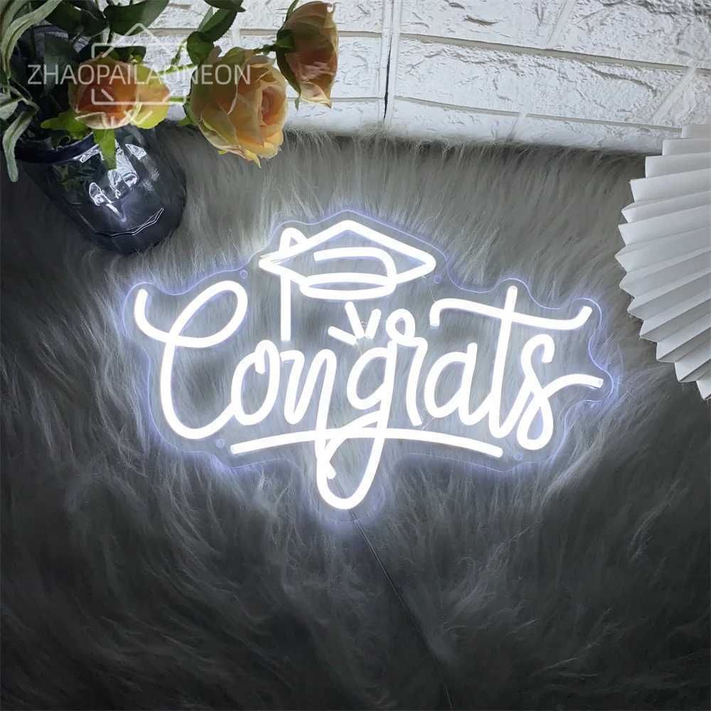 Congrats Neon Sign Wall Hanging Room Decor 2024 Doctor Master Graduation Ceremony LED Neon Lights USB Graduat Decoration SignsXJ250626